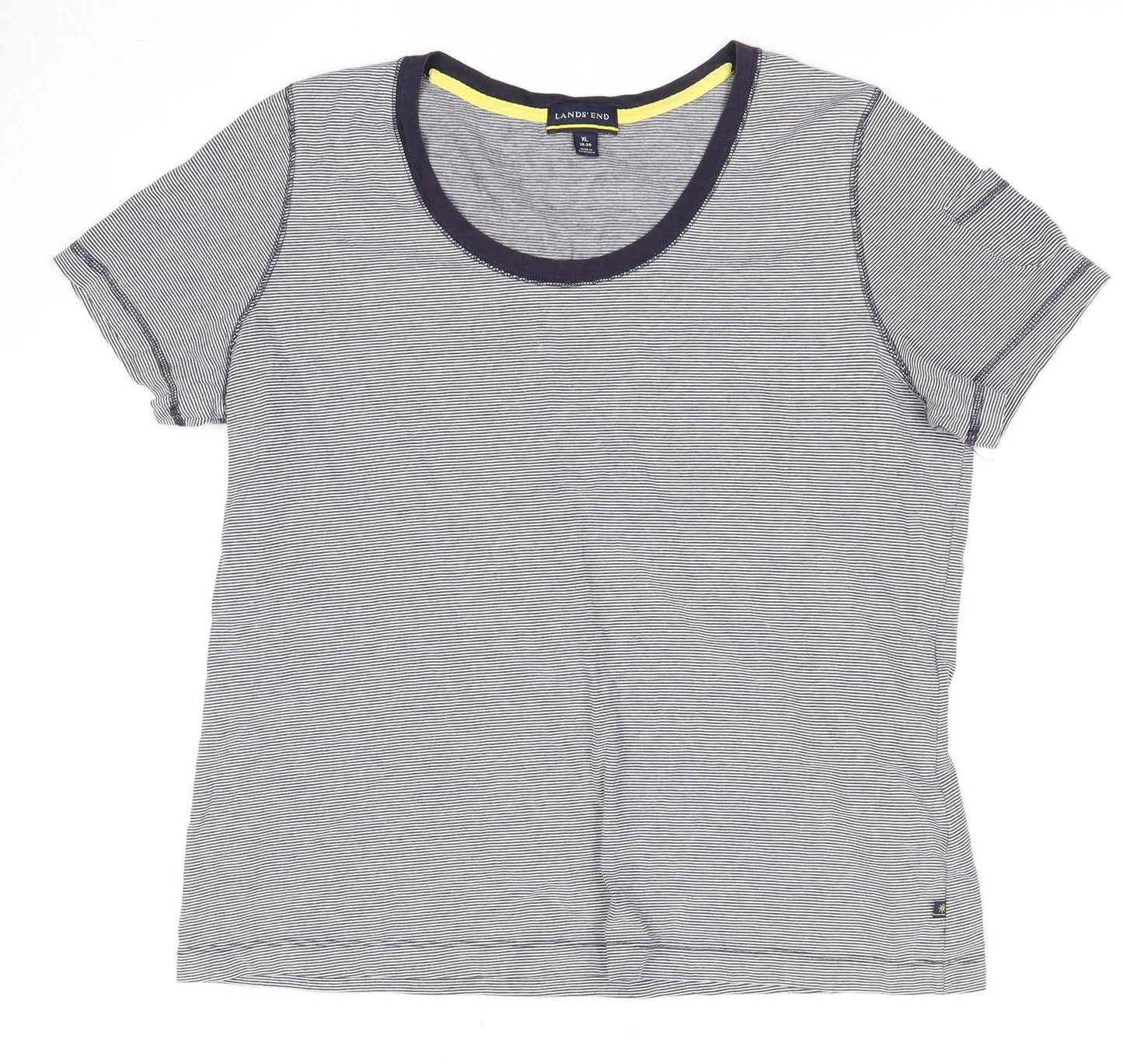 Lands' End Grey Striped Unisex XL T-Shirt