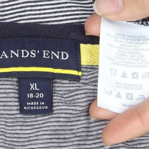 Lands' End Grey Striped Unisex XL T-Shirt