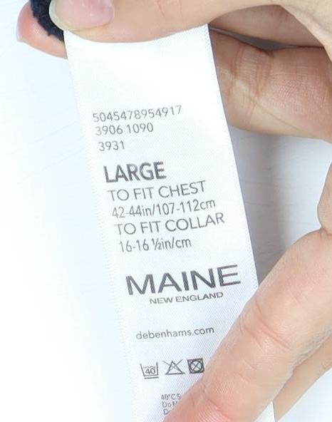 Maine New England Men's Large Blue Striped Long Sleeve Polo