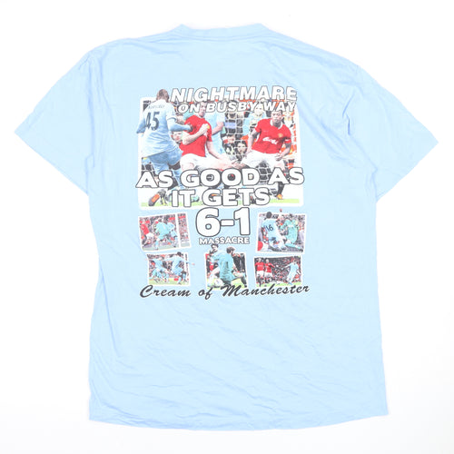 JHK Men's Blue Graphic Print T-Shirt, Size L