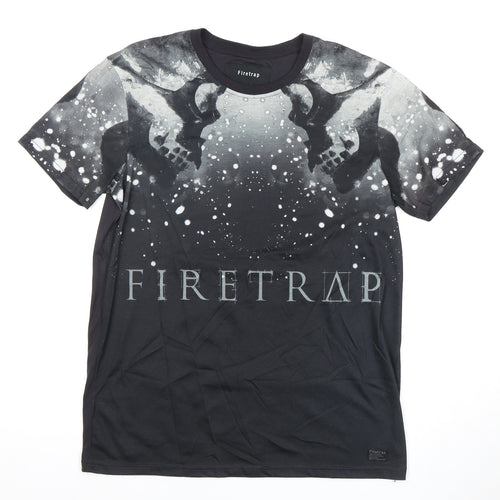 Firetrap Men's Black Skull Graphic T-Shirt Large