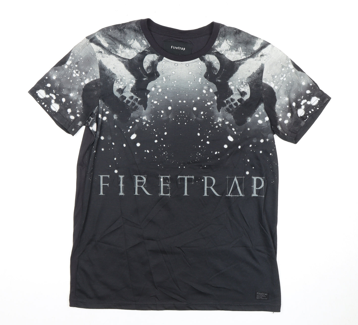 Firetrap Men's Black Skull Graphic T-Shirt Large