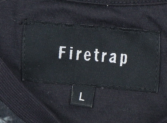 Firetrap Men's Black Skull Graphic T-Shirt Large