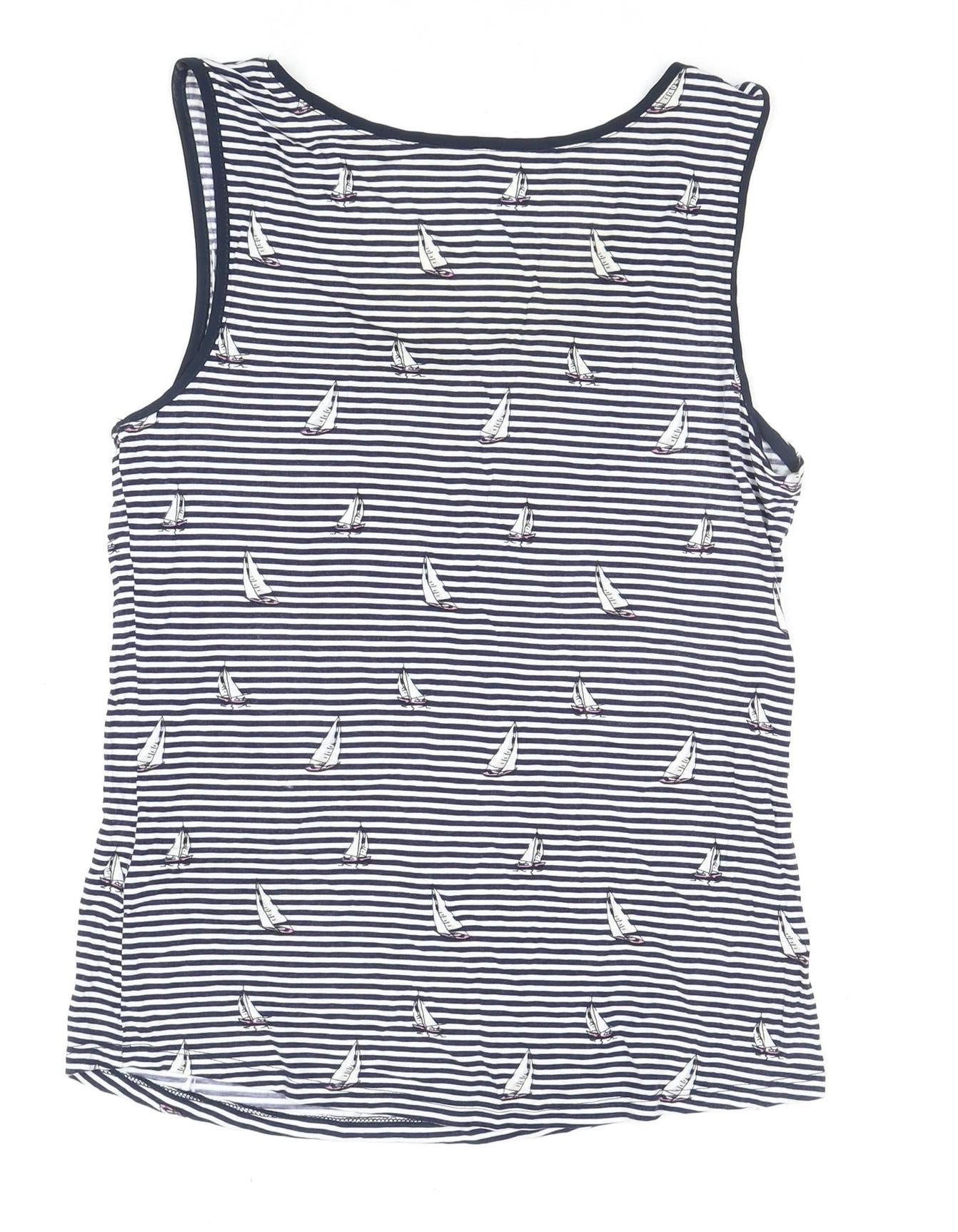 Oasis Women's Blue Striped Tank Top Size M