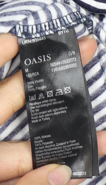 Oasis Women's Blue Striped Tank Top Size M