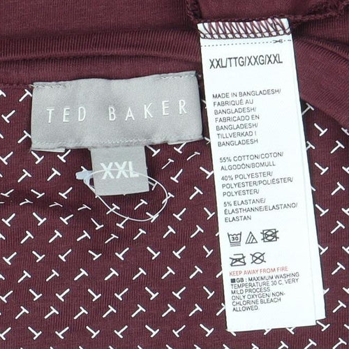 Ted Baker Men's Burgundy 2XL T-Shirt Crew Neck