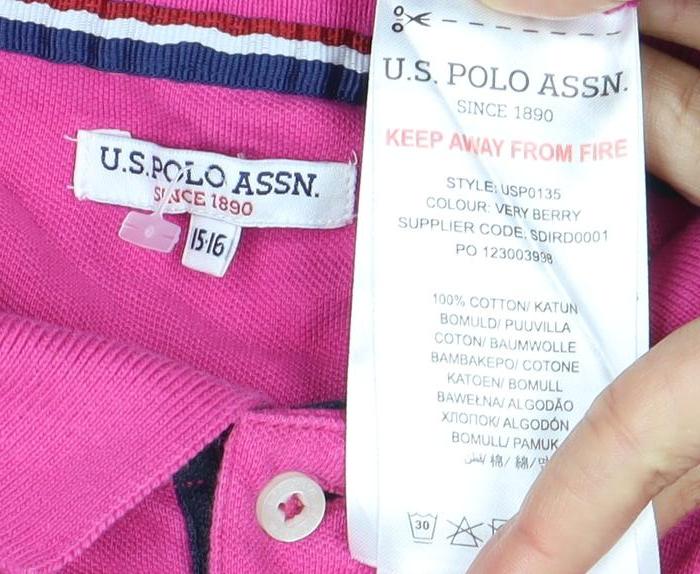 U.S. Polo Assn. Girls Pink Polo Shirt 13-14 Years