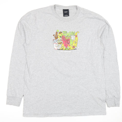 HUF Men’s Grey Long Sleeve Graphic T-Shirt Size L