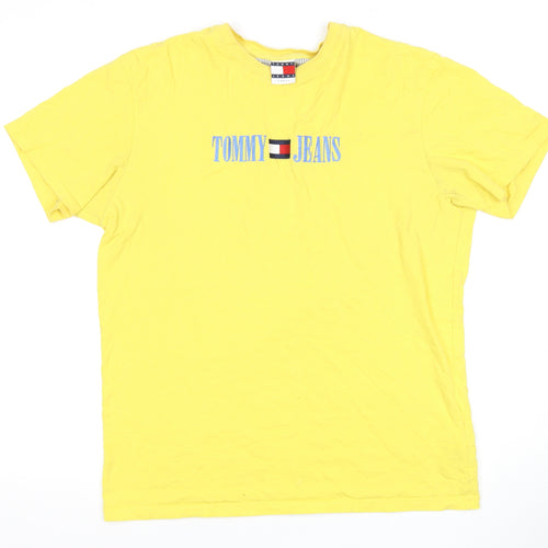 Tommy Jeans Yellow T-Shirt Men's S Cotton Crew Neck