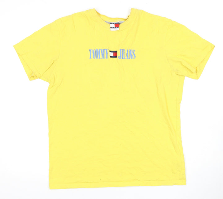 Tommy Jeans Yellow T-Shirt Men's S Cotton Crew Neck