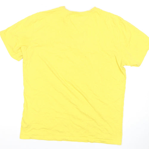 Tommy Jeans Yellow T-Shirt Men's S Cotton Crew Neck