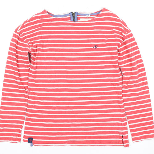 Lighthouse Women's Red Striped Cotton Long Sleeve T-Shirt