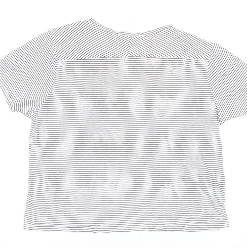 Zara Women's White Striped T-Shirt Size 12