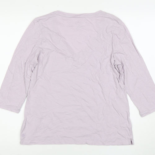 FatFace Women's Purple V-Neck Top, Size 10, 3/4 Sleeve
