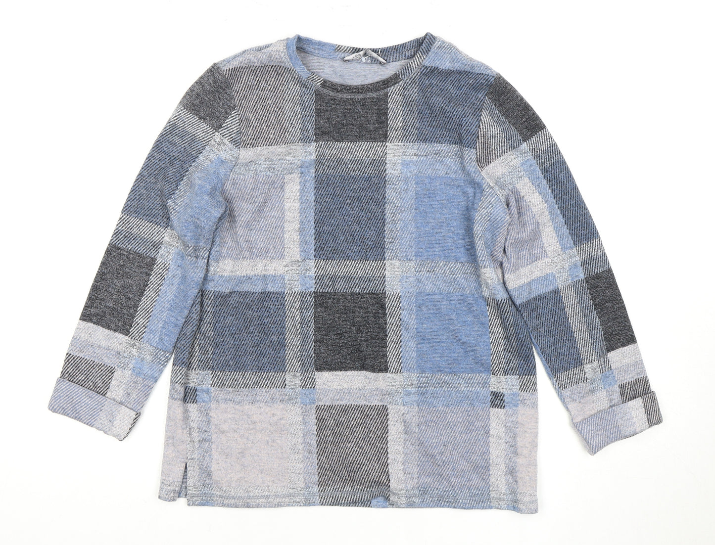 Marks and Spencer Women's Blue Plaid Long Sleeve Top