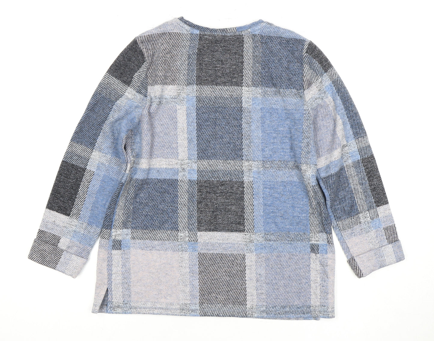 Marks and Spencer Women's Blue Plaid Long Sleeve Top