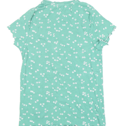 Marks and Spencer Girls Green Floral T-Shirt, 10-11 Years