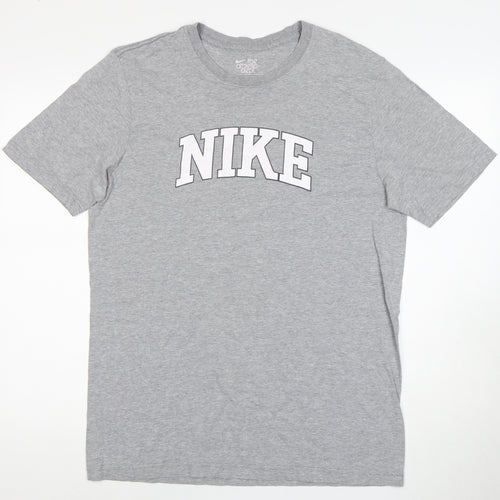 Nike Men's Grey Crew Neck Logo T-Shirt L