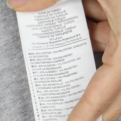 Nike Men's Grey Crew Neck Logo T-Shirt L