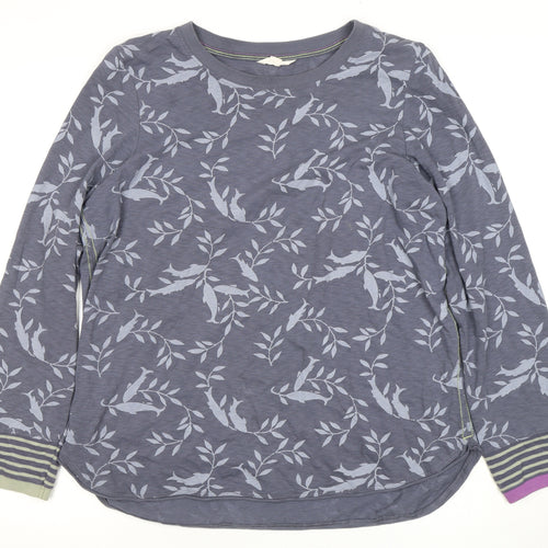 White Stuff Women's Grey Floral Long Sleeve Top