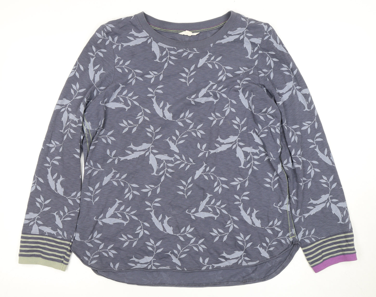 White Stuff Women's Grey Floral Long Sleeve Top