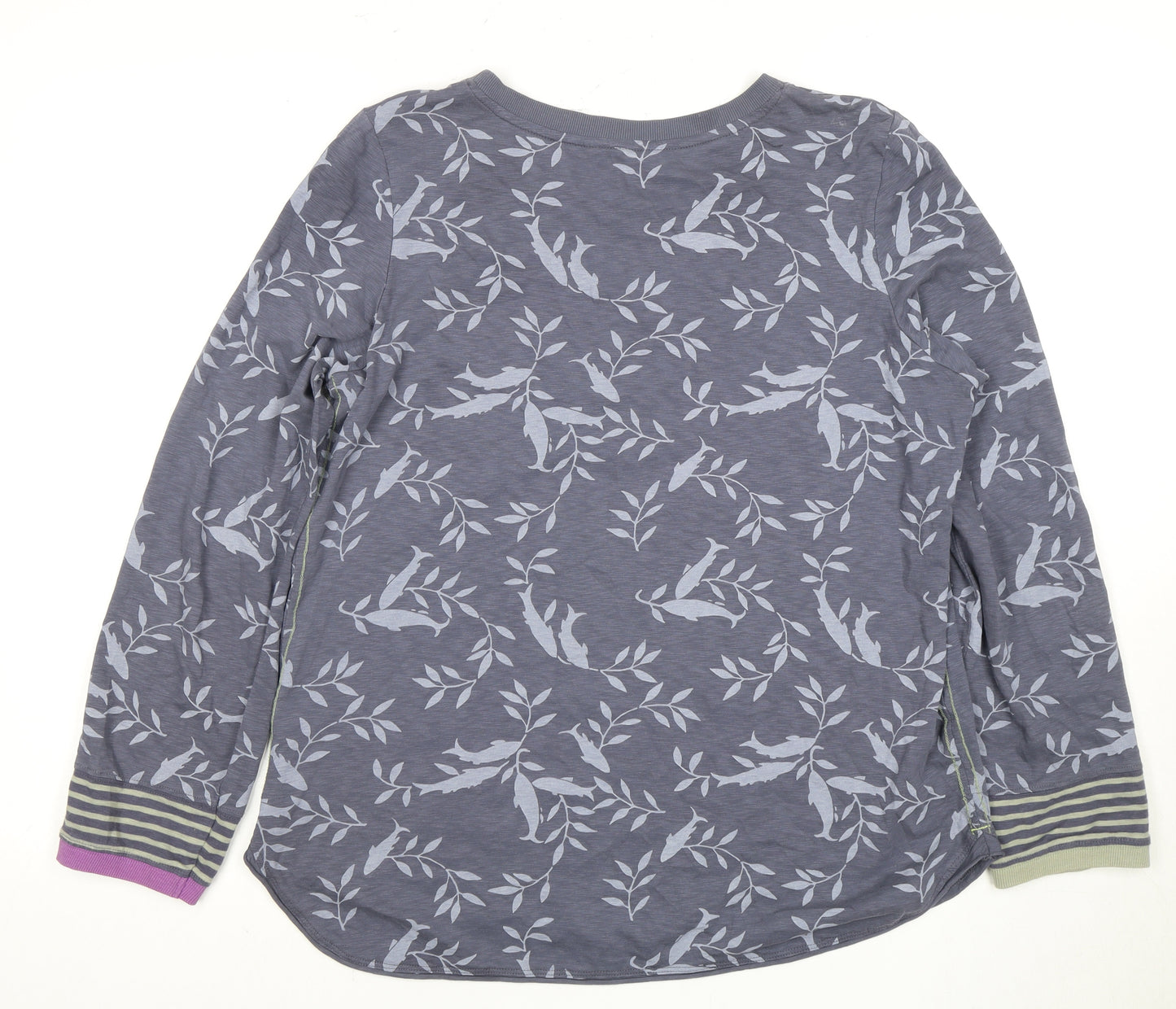 White Stuff Women's Grey Floral Long Sleeve Top