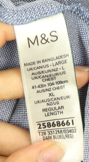 Marks and Spencer Men's Blue Polo Shirt, Size L