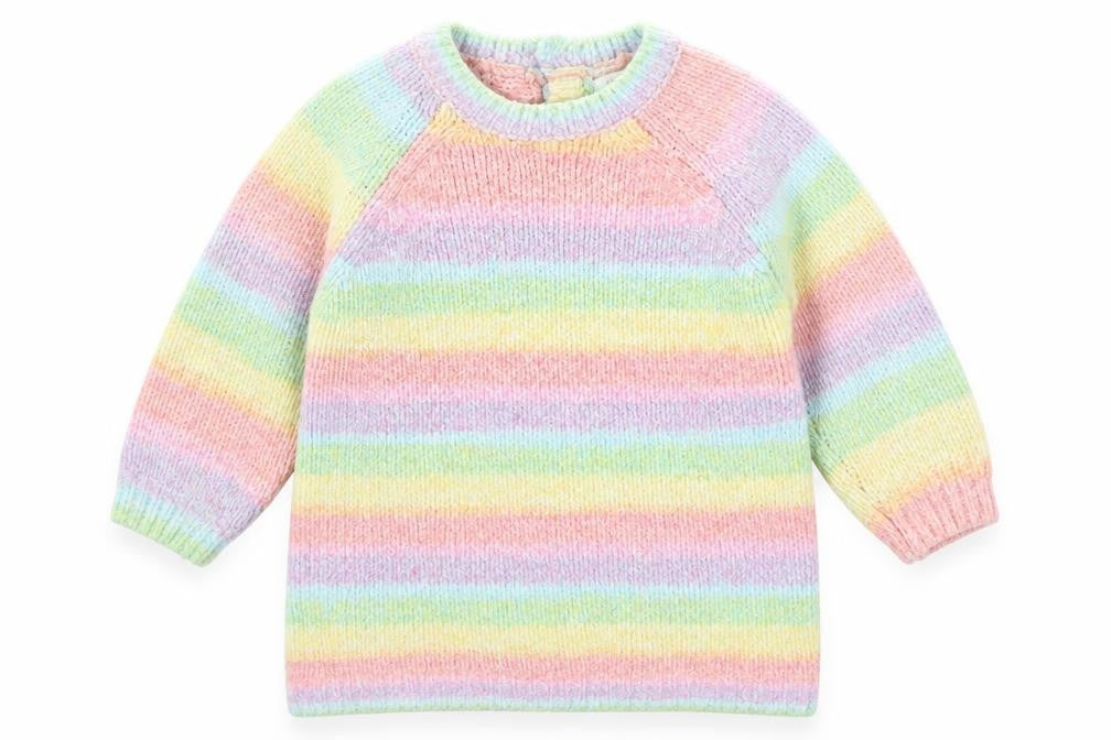 Front view of Next unisex toddler multicoloured striped cardigan 12-18 months