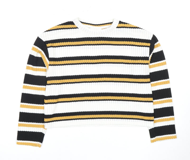 Topshop Women's Multicoloured Striped Pullover Jumper