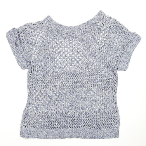 Dorothy Perkins Women's Blue Open-Knit Pullover Jumper