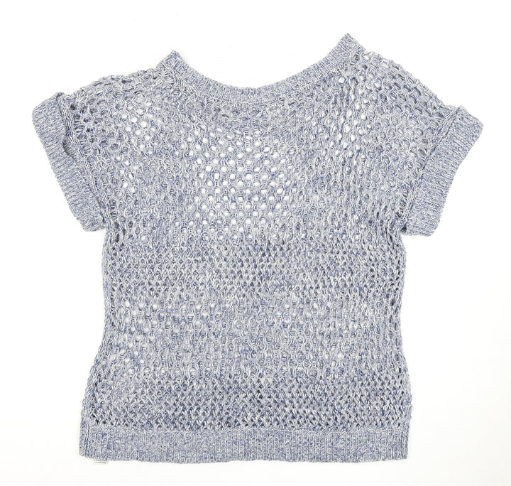 Dorothy Perkins Women's Blue Open-Knit Pullover Jumper