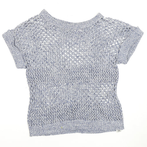 Dorothy Perkins Women's Blue Open-Knit Pullover Jumper