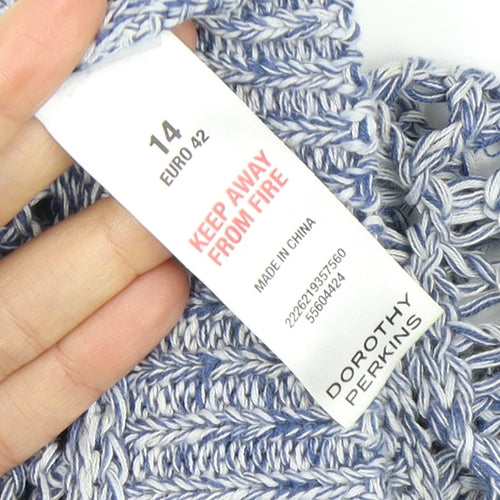 Dorothy Perkins Women's Blue Open-Knit Pullover Jumper