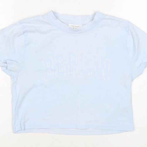 Topshop Women’s Blue Cropped T-Shirt UK 8