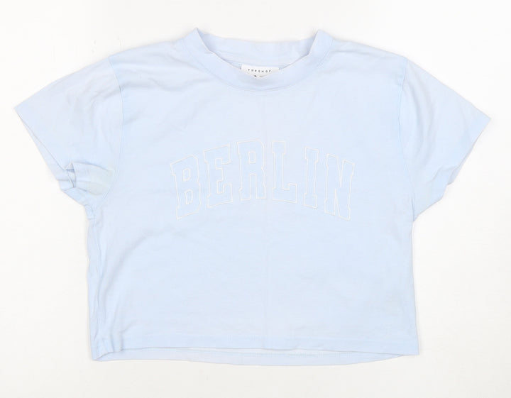 Topshop Women’s Blue Cropped T-Shirt UK 8