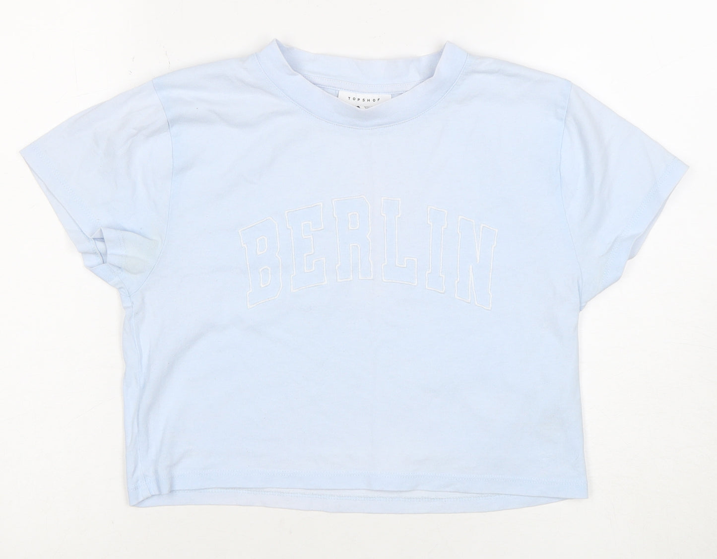 Topshop Women’s Blue Cropped T-Shirt UK 8