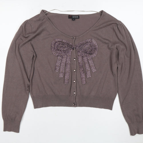 SKY Designs Women's Brown V-Neck Cardigan Size 10