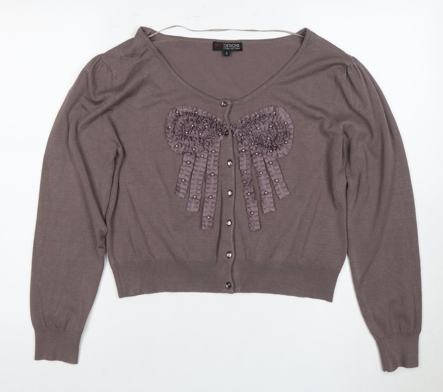 SKY Designs Women's Brown V-Neck Cardigan Size 10