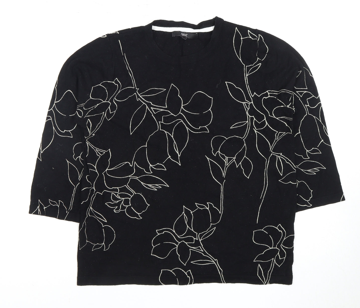Next Women's Black Floral Blouse, Size 14, Casual Wear