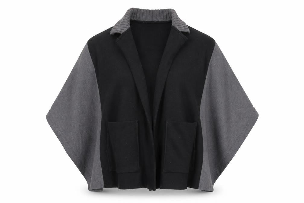 Front view of Badgley Mischka Women's Black & Grey Coatigan M