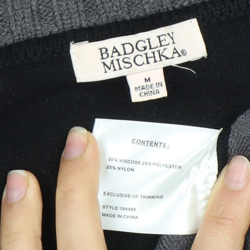 Badgley Mischka Women's Black & Grey Coatigan M