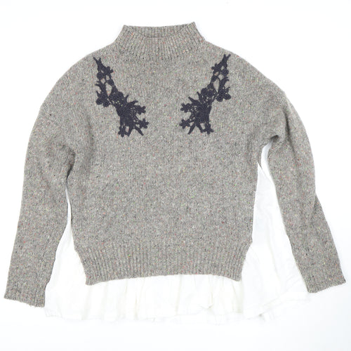 French Connection Women's Grey High Neck Pullover Jumper, S