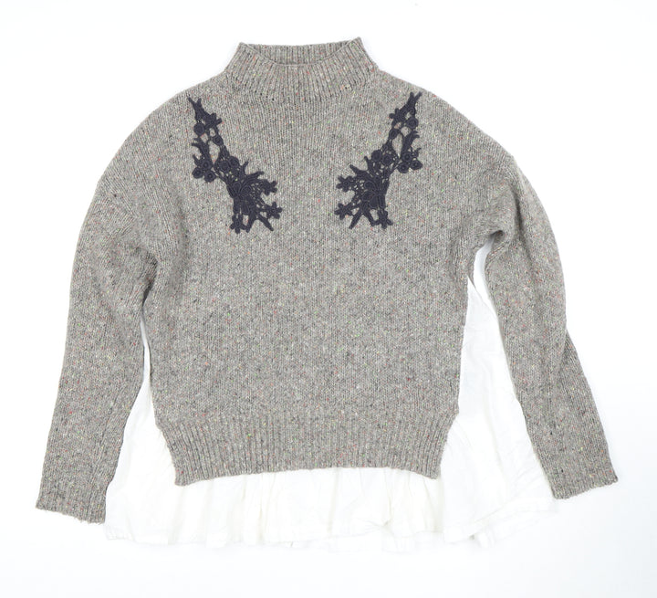 French Connection Women's Grey High Neck Pullover Jumper, S