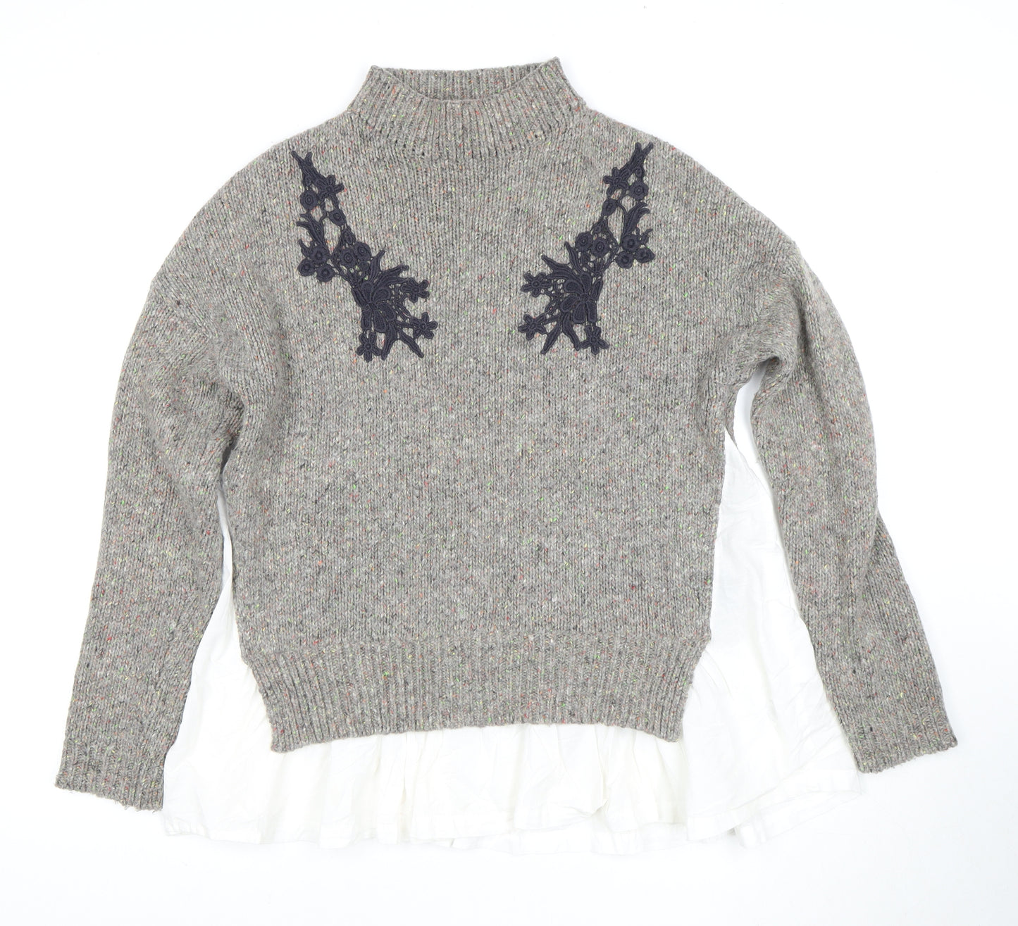 French Connection Women's Grey High Neck Pullover Jumper, S