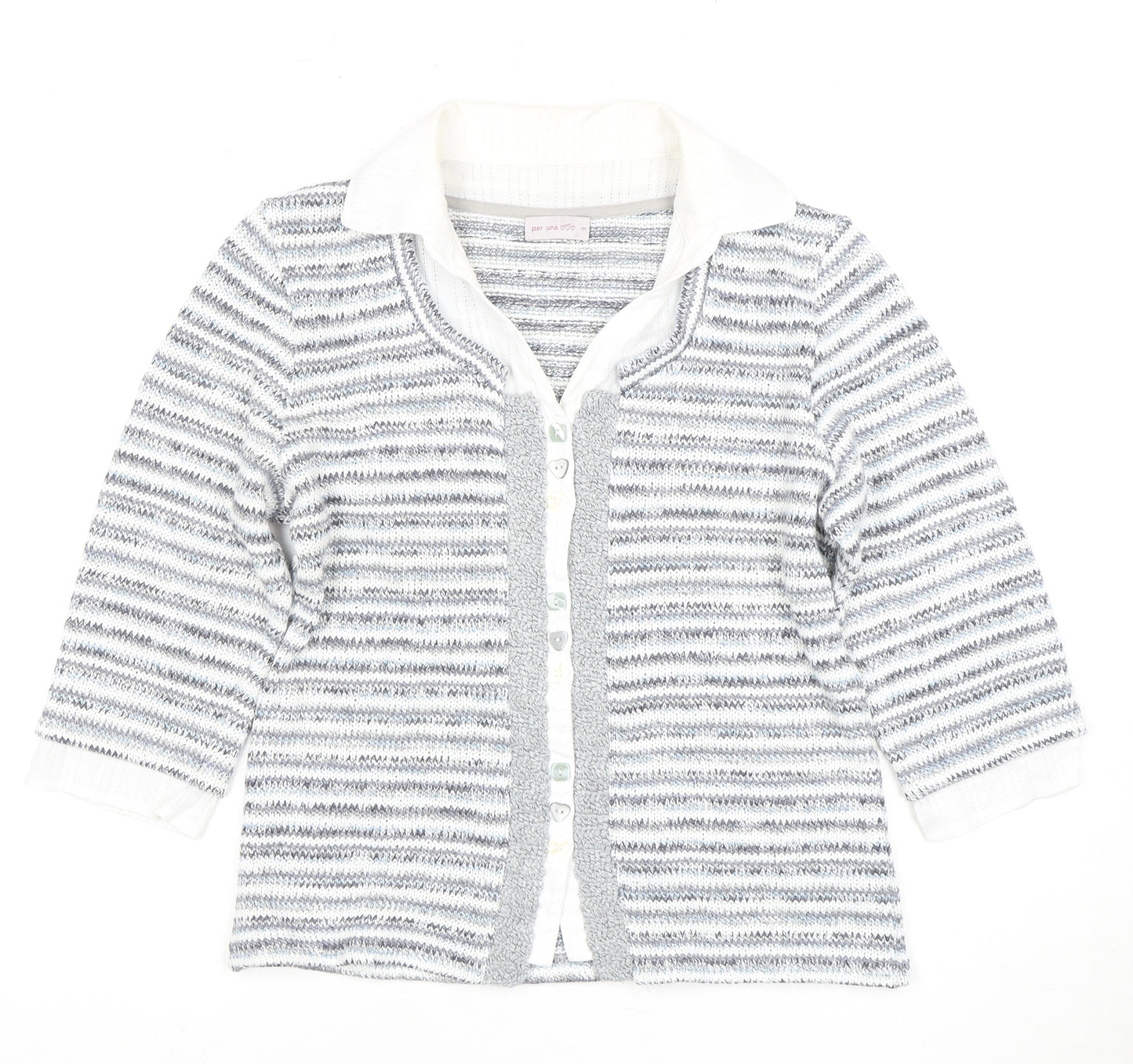 Marks and Spencer Women's Multicoloured Striped Cardigan M