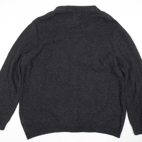 Fat Face Men's Black Cardigan 3XL V-Neck Knit Jumper