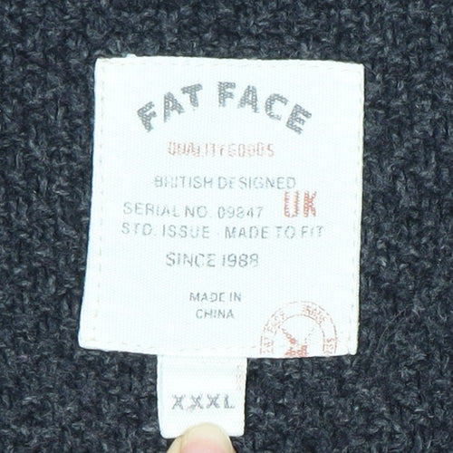 Fat Face Men's Black Cardigan 3XL V-Neck Knit Jumper