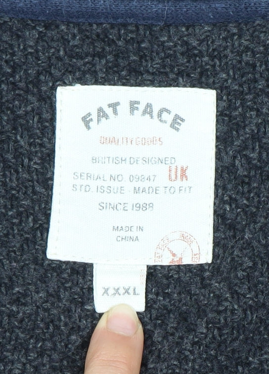 Fat Face Men's Black Cardigan 3XL V-Neck Knit Jumper