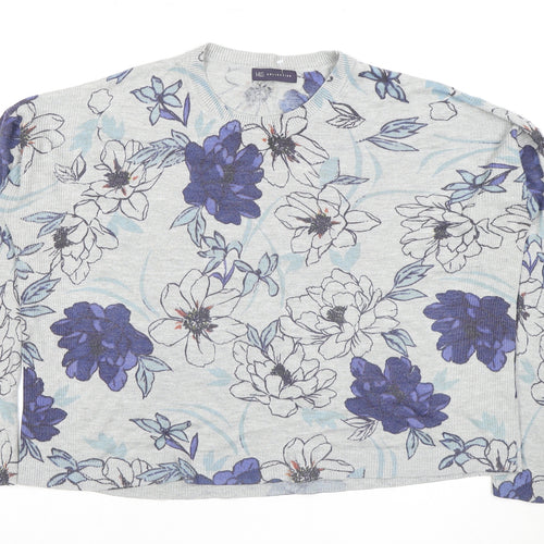 Marks and Spencer Women's Grey Floral Crew Neck Top