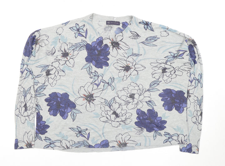 Marks and Spencer Women's Grey Floral Crew Neck Top